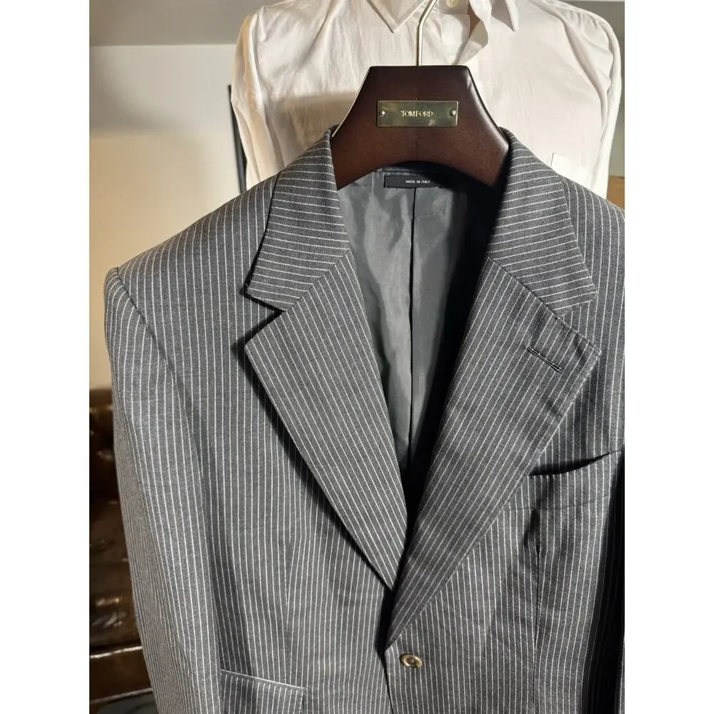 Tom Ford Gray Striped Wool 2 Piece Suit New 50R 40R 34x30.5 Trousers Notch Lapel